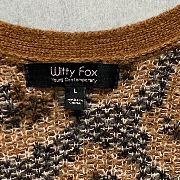 Long Sleeve Knit Open Cardigan Sweater Leopard Witty Fox Young Contemporary - Picture 10 of 12